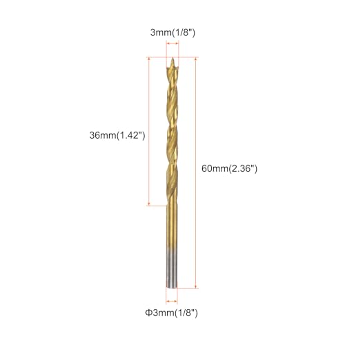 HARFINGTON 3pcs Brad Point Drill Bit 3mm/1/8 Dia Straight Round Shank - size: 3mm