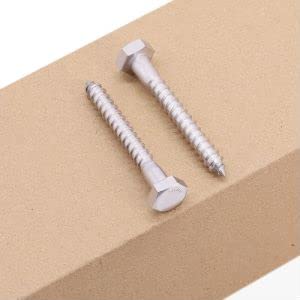 1/2 x 4 (5 pcs) Hex Lag Screws Bolts, 304 Stainless Steel 18/8, Hexagon Head Wood Screws for Heavy Duty Applications Like Deck Fence Floor - size: 1/2 x 4