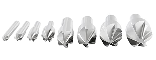 Accusize Industrial Tools 60 Degree 6 Flute H.S.S. Machine Countersink, 8 Pcs, Precision Ground, 0206-0010 - size: 60°