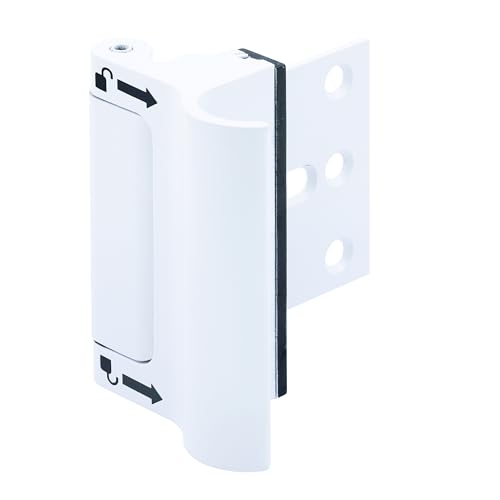 Prime-Line U 114702 New and Improved Door Reinforcement Lock with Integral Pull – Add Extra, High Security to Your Home and Prevent Unauthorized Entry – 3 in. Stop, Solid Brass, White (Single Pack) - color: White