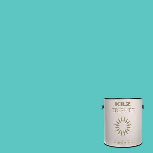KILZ TRIBUTE Paint & Primer, Interior, Eggshell, Tropical Escape, 1 Gallon - color: TROPICAL ESCAPE, size: 128 Fl Oz (Pack of 1)