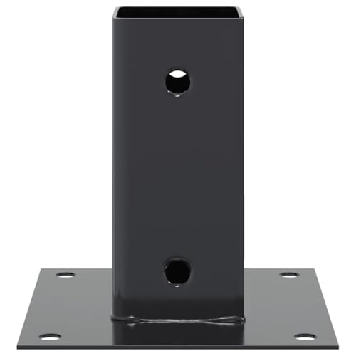 4 Pack Post Bases 2.80x2.80 Inch Square Support Brackets Powder-Coated Steel Base Plates for Gazebo Fence Deck Railing Anthracite - size: 71 x 71 mm & 4