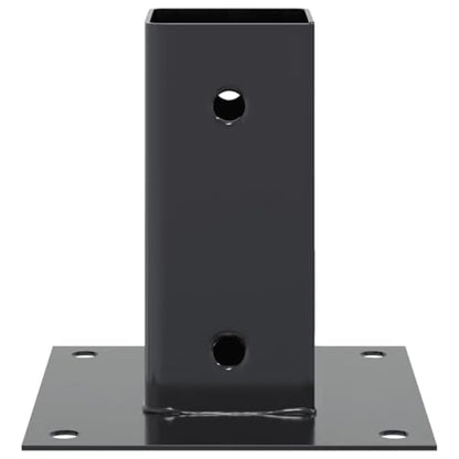 4 Pack Post Bases 2.80x2.80 Inch Square Support Brackets Powder-Coated Steel Base Plates for Gazebo Fence Deck Railing Anthracite - size: 71 x 71 mm & 4