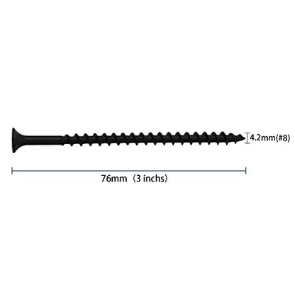 JEGONFRI 70PCS #8 × 3" Coarse Thread Black Drywall Screws, Wood Screws - size: #8 × 3"