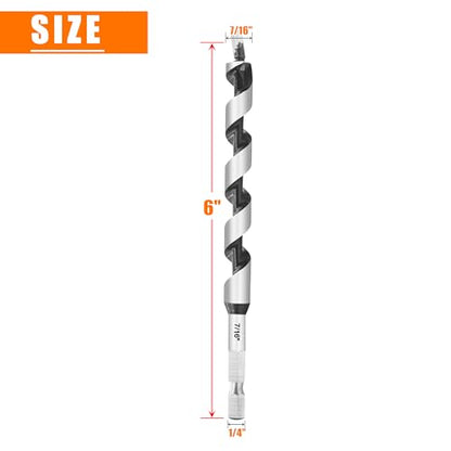 7/16 Inch x 6 Inch Long Ship Auger Drill Bit Set for Wood - size: 7/16"x6"