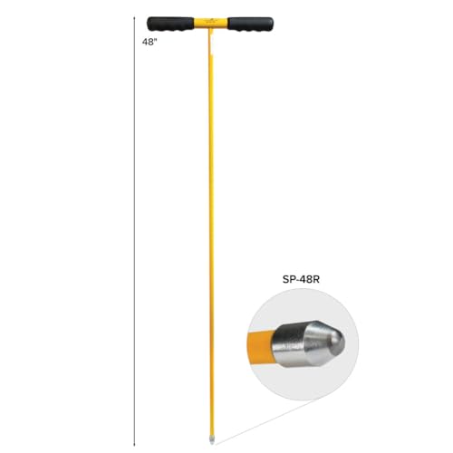 Non-Conductive Fiberglass Soil Probe - 48 Inch Length for Cable and Pipe Detection - Rounded Tip