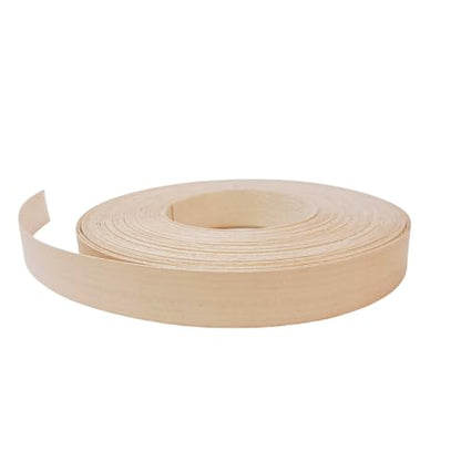 Maple Wood Veneer Edge Banding Tape,7/8 inch ×50ft Preglued Iron On Wood Veneer,Backed with Hot Melt Self Adhesive Strips,Plywood Edgebanding Roll for Shelf Desk Door Edging Restoration - size: 7/8" x50'