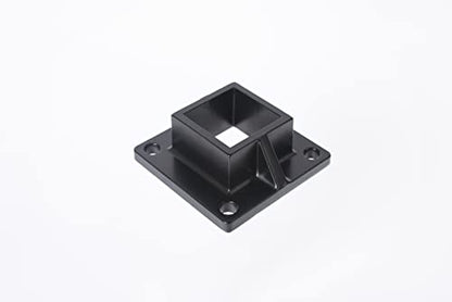 Floor Mount Post Plange for 2" Square Fence Post and Deck Railing, Heavy Duty, Aluminum,Black - size: 2" post flange