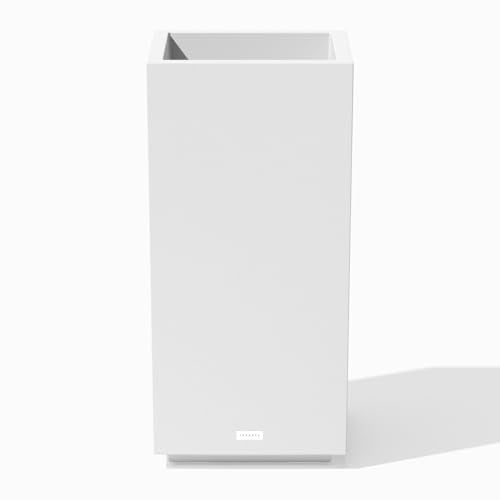 Veradek Block Series Pedestal Planter - Tall Rectangular Outdoor Planter - color: White, size: 26"H x 13.5"W