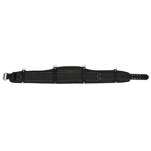 FESA Padded Leather Tool Belt with Back Support Have D-rings for Suspenders - color: Black