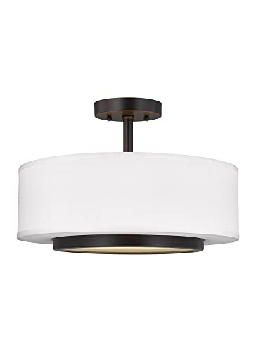 Sea Gull Lighting 7728002-962 Nance Two-Light Semi-Flush Convertible Pendant Hanging Modern Light Fixture, Brushed Nickel Finish
