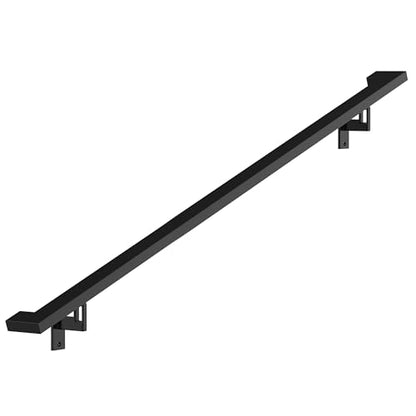 Modern Aluminum Handrail Complete DIY Kit – Matte Black with Adjustable Wall Mount Brackets Included (13' Length) - size: 13' length