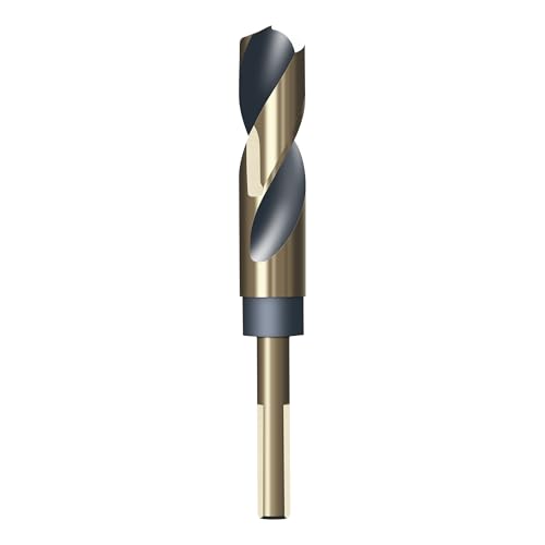 HUHAO 19/32" Reduced Shank Twist Drill Bits, High Speed Steel Drill Bit with 10mm (3/8") Shank,Gold and Black Coated Drilling Bit for Hard Wood,Mild Steel,Metal and Other Sheet Metal - size: 15mm*10mm