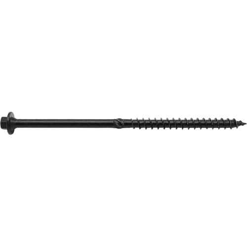 Jake Sales #17 X 6 Heavy Duty Structural Wood Screws - Exterior Coated Heavy Duty Wood Screws - Use for Fastening Ledger Boards, Large Timbers, Logs and More. 1 x 50 Count Box - 50 Screws - size: 17x6"
