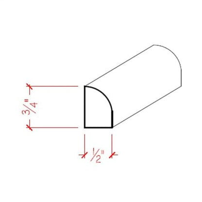 EWQR13 Quarter Round 1/2" x 3/4" Moulding Trim. Unfinished, Maple, 94" - color: Maple, size: 94 inches