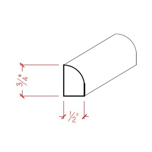 EWQR13 Quarter Round 1/2" x 3/4" Moulding Trim. Unfinished, Poplar, 42" - color: Poplar, size: 42 inches