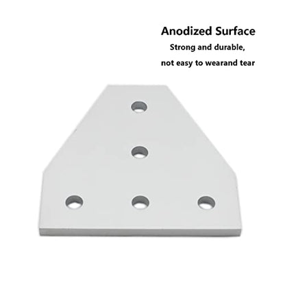 4 PCS Joint Plate, Surface Anodic Oxidation Silver T Shape Corner Bracket, 5 Hole Outside Joining Plate for 2020 Series Aluminum Profile 3D Printer Frame - size: 2020T