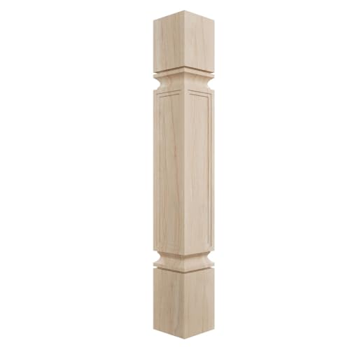 Ekena Millwork COL05X05X35KERW Kent Raised Panel Cabinet Column (Top Block: 6", Bottom Block: 7"), 5"W x 5"D x 35 1/2"H, Rubberwood - color: Rubberwood, size: 5-in. W x 5-in. D x 35.5-in. H
