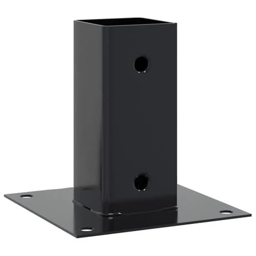 4 Pack Post Bases 2.80x2.80 Inch Square Support Brackets Powder-Coated Steel Base Plates for Gazebo Fence Deck Railing Anthracite - size: 71 x 71 mm & 4