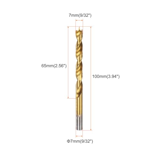 HARFINGTON 3pcs Brad Point Drill Bit 7mm/9/32 Dia Straight Round Shank - size: 7mm