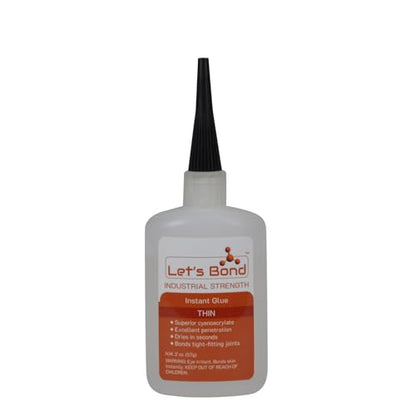 Let's Bond 2 oz Thin Professional Grade Instant Glue, Premium Cyanoacrylate, 5 CPS - size: 2 oz