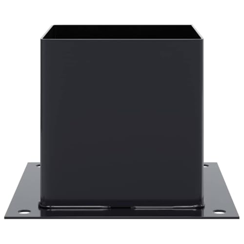 Post Bases 12 Pack 5.55x5.55 Inch Square Column Support Bracket, Anthracite Powder-Coated Steel Heavy Duty Fence Deck Railing Base - size: 141 x 141 mm & 12