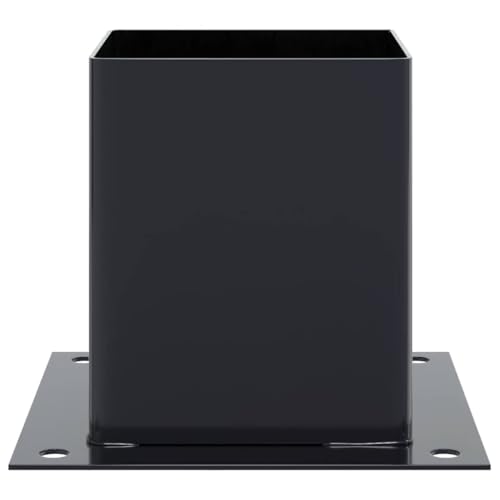Post Bases 12 Pack 4.76x4.76 Inch Square Deck Support Anchors, Powder-Coated Steel Column Brackets for Pergola, Fence, Porch, and Mailbox Posts, Anthracite - size: 121 x 121 mm & 12