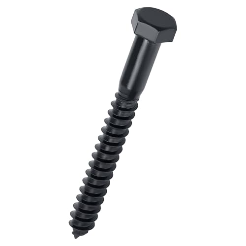 1/2 x 3-1/2" Black Hex Head Lag Screws Bolts (8 pcs), 304 Stainless Steel 18/8, Black Oxide Coated, Partial Thread, Deck Screws, Heavy Duty Hex Head Wood Lag Screws, Fayeploo - size: 1/2 x 3-1/2"