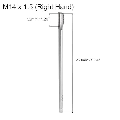 uxcell Metric Thread Tap M14 x 1.5 H2 250mm Extra Long Straight Flute Screw Thread Milling Machine Taps Threading Tapping Repair Tool - size: M14 x 1.5 x 250mm