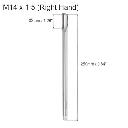 uxcell Metric Thread Tap M14 x 1.5 H2 250mm Extra Long Straight Flute Screw Thread Milling Machine Taps Threading Tapping Repair Tool - size: M14 x 1.5 x 250mm