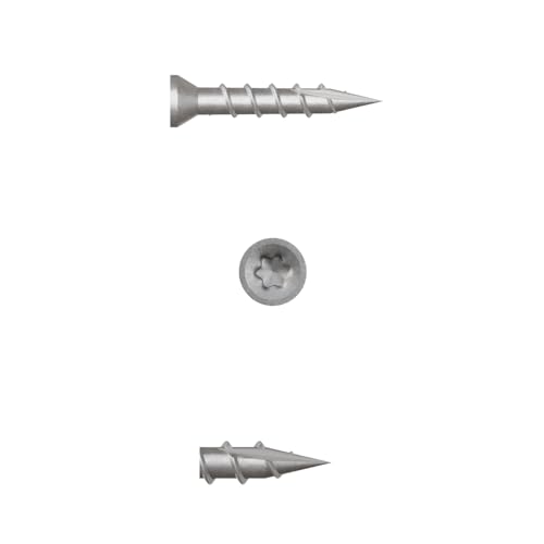 US4 - #8 x 1 - Trim Head T15 Star Drive Stainless Steel Wood Screws | 305 Stainless Steel | | Rust & Corrosion-Resistant | Outdoor Decking Screws (350, #8 x 1) - size: #8 x 1"
