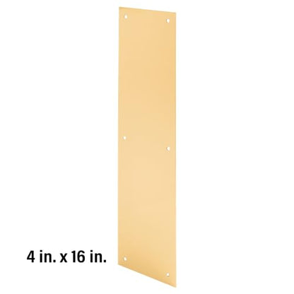 Prime-Line J 4630 Door Push Plate, 4 In. x 16 In., Bright Brass (Single Pack) - color: Brite Brass
