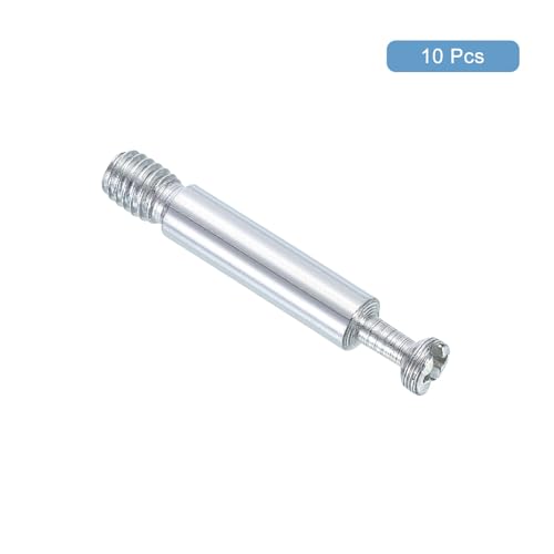 uxcell 10Pcs 40mm Furniture Connecting Fittings, Thread Bolts Dowels Screws, Metal Dowel Fitting Fasteners for Cabinet Drawer and Wardrobe Furniture, Silver - size: 40mm