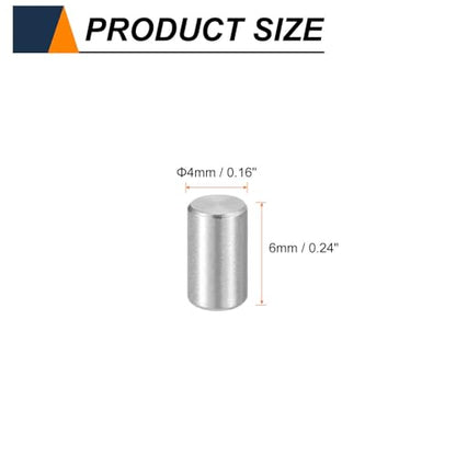 HARFINGTON 15pcs Dowel Pins M4(4mm) x 6mm 304 Stainless Steel Cylindrical Shelf Support Peg Pin Rod Fasten Elements for Metal Devices Wood Furniture DIY Installation, Silver - size: M4 x 6mm
