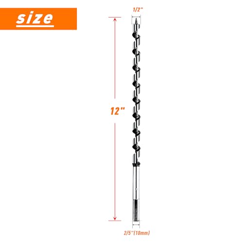 1/2 Inch x 12 Inch Long Ship Auger Drill Bit Set for Wood - size: 1/2"x12"