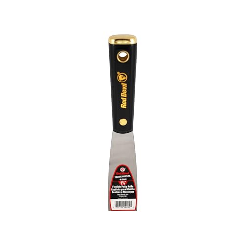 Red Devil 4202 1.25-Inch Flex Putty Knife with High-Carbon Precision-Ground Steel Blade, Rust-Resistant Lacquer Finish, Solvent-Resistant Nylon Handle, and Nail Setting Head - size: 1.25 Inch