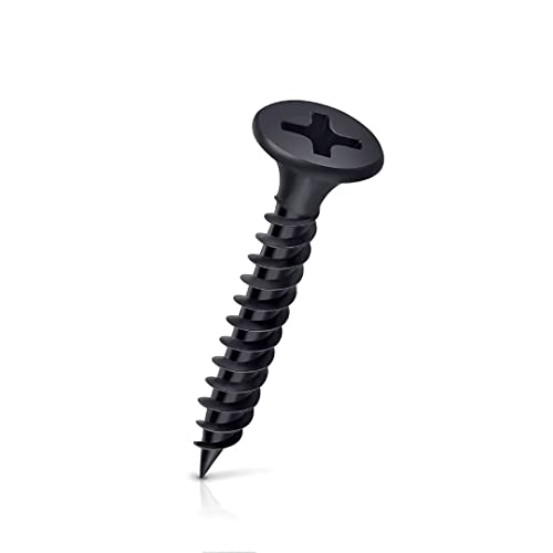 #6x1-1/8 Drywall Screws 320PCS Fine Thread Wood Screws 1 LBS Flat Truss Head Self Tapping Screws Black Phosphate Coated Stainless Fast Self Tapping LZDRY-024 - color: 1 LB, size: #6x1-1/8