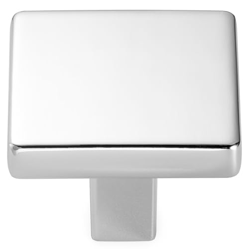 KOOFIZO 10 Pack Polished Chrome Cabinet Knobs Square Single Hole Pulls K03 - color: Polished Chrome, size: Knob 1 - 10Pcs