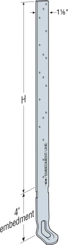 Simpson Strong-Tie HETA20 Heavy Embedded Truss Anchor - 20-in. Zinc Galvanized 16-Gauge Steel Build, Embedment Line for Accurate Depth, Load-Rated for Wind & Seismic Forces