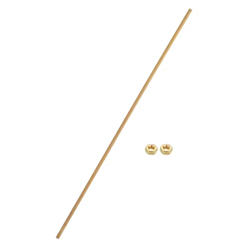 uxcell Brass Fully Threaded Rod, M3x0.5mm Pitch Right Hand Threads Studs with Solid Brass Hex Nuts, 200mm/8 Long Threaded Screw Rods Fasteners for Anchors Bolts Hangers Clamps - size: M3x0.5mmmm200mm