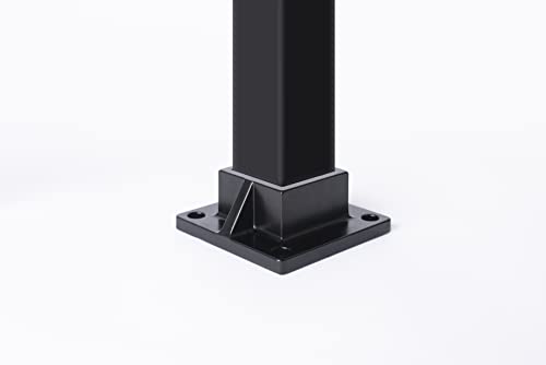 Floor Mount Post Plange for 2" Square Fence Post and Deck Railing, Heavy Duty, Aluminum,Black - size: 2" post flange