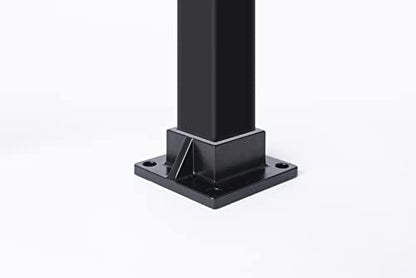 Floor Mount Post Plange for 2" Square Fence Post and Deck Railing, Heavy Duty, Aluminum,Black - size: 2" post flange
