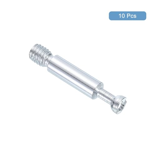 uxcell 10Pcs 35mm Furniture Connecting Fittings, Thread Bolts Dowels Screws, Metal Dowel Fitting Fasteners for Cabinet Drawer and Wardrobe Furniture, Silver - size: 35mm