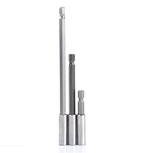 3 Pieces 1/4 Inch Hexagonal Shank Magnetic Drill Bit Fixator Extension 60 100 150 Quick Release Drill Attachment Extension for Screw Nut Hand Driver