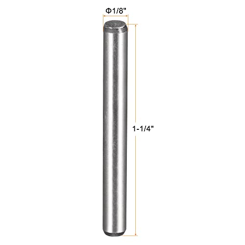 uxcell 1/8-Inch x 1-1/4-Inch Dowel Pins, Heat Treated Alloy Steel for Extra Hardness, Bright Finish and Accurate Alignment 5pcs - size: 1/8-Inch x 1-1/4-Inch