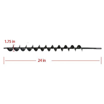 Auger Drill Bit 1.75 x 24 Inch Surface Auger Drill Bit for Planting Garden Auger Drill String or Umbrella Hole Excavator Suitable for 3/8 Inch Hex Drive Drill Bit - size: 1.75 x 24 Inch