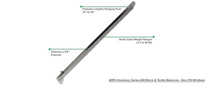WRS 30" Series 400 Block and Tackle Window Balance, Stamp 2910, Non-Tilt - size: 2910 (7-12 lbs)