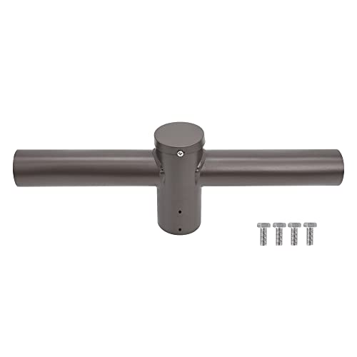 180 Degree Double Bullhorn Mounting Bracket for 2 Lighting Fixtures, Bronze Steel Pole Mount Bracket for Outdoor Shoebox, Parking Lot, Street Light Fixtures - size: 180 Degree Double Bullhorn Pole Mount Bracket