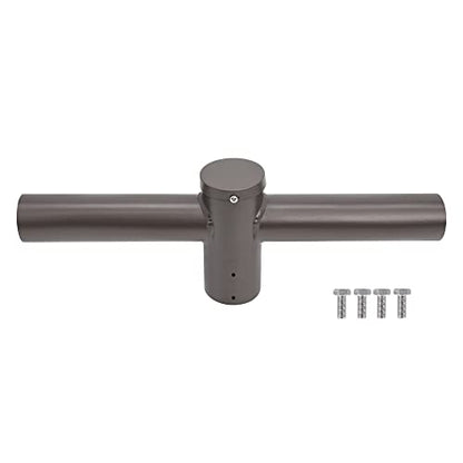 180 Degree Double Bullhorn Mounting Bracket for 2 Lighting Fixtures, Bronze Steel Pole Mount Bracket for Outdoor Shoebox, Parking Lot, Street Light Fixtures - size: 180 Degree Double Bullhorn Pole Mount Bracket