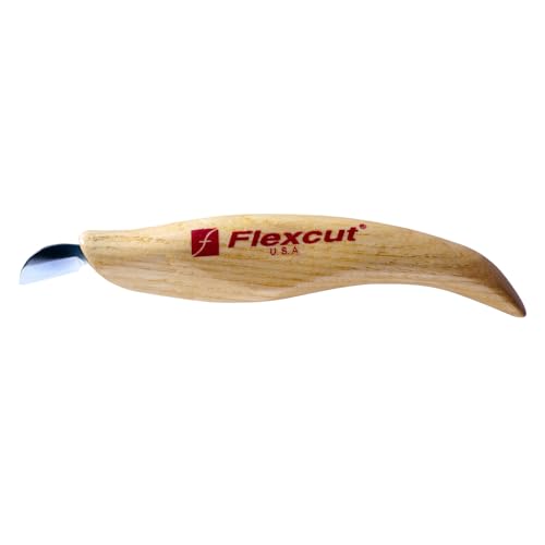 FLEXCUT Wood Carving Knives | Mini-Chip Carving Knife | Ultra-Thin 1095 High Carbon Steel Blade | Solid Ashwood Handle | 5/8 Inch | KN20 | Made in the U.S.A. - style: Mini-Chip Carving Knife, 5/8 Inch